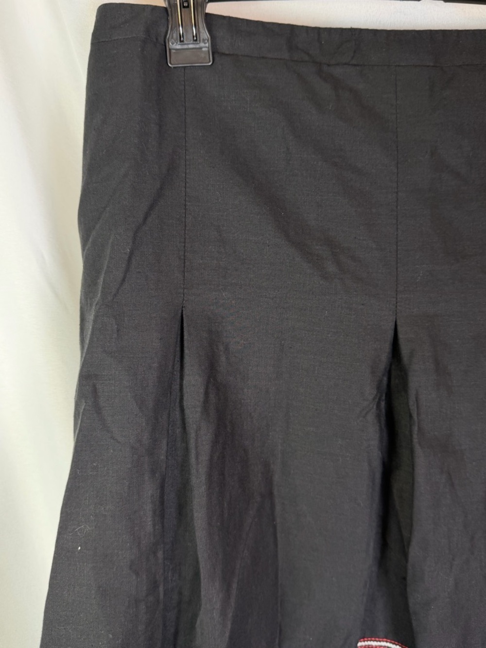 LOFT Black Linen Blend Embroidered A-Line Skirt 16 Boho - Picture 5 of 12